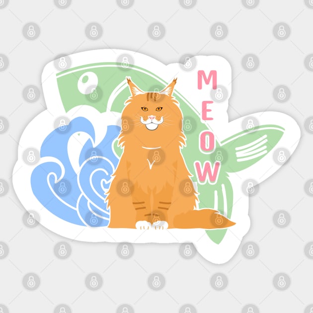 Maine Coon Meow Sticker by LulululuPainting